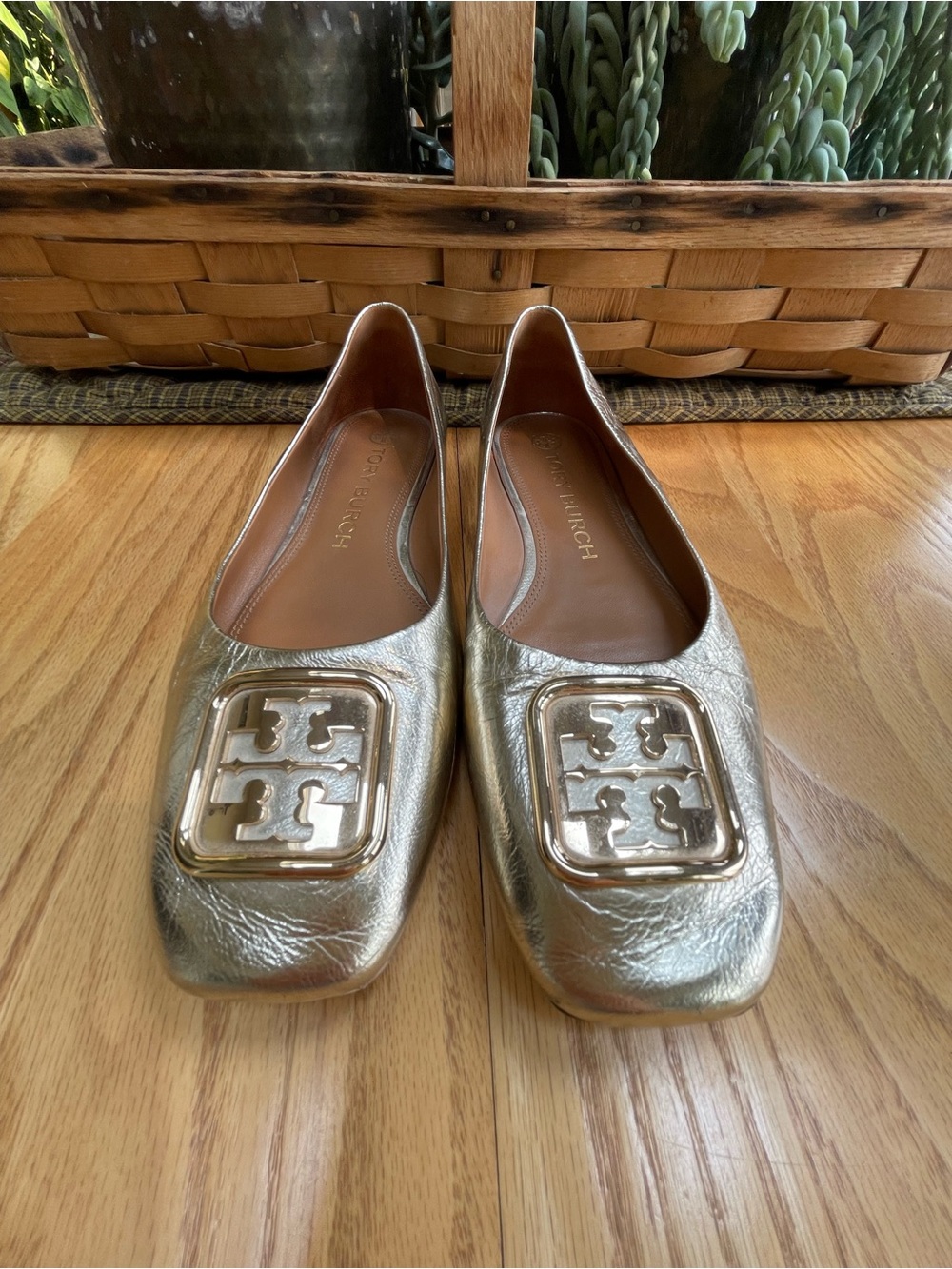 Tory Burch Metallic Gold Georgia Flats